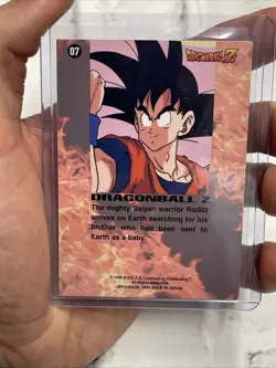 Dragon Ball Z 1996 Funimation TCG CCG Holo Card Rare #07 Goku Raditz LP Vintage - Image 3