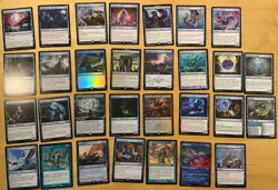 Magic The Gathering Lot Of 30 Blue Cards Including Rares and Mythics NM - Image 1