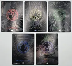 5x Magic the Gathering Phyrexian Full Art Oil-Slicked Raised Foil Land Lot - Image 3