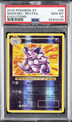 2016 POKEMON XY EVOLUTIONS #45 NIDOKING-REVERSE FOIL PSA 10 - Image 1
