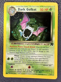 2000 Dark Golbat #7/82 Holo (SWIRL) LP Rare Pokemon Team Rocket Vintage WOTC - Image 1