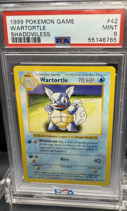1999 POKEMON GAME WARTORTLE SHADOWLESS #42 PSA 9 - Image 1