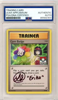 PSA Signed Leah Applebaum Pokemon TCG Gym Badge (Erika) XY206 XY Holo Promo - Image 1