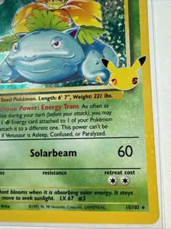Pokemon TCG Venusaur Base Set Holo Unlimited Rare Card 15/102 WK - Image 4