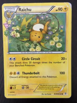 Pokemon Raichu RC9/RC32 XY Generations Radiant Collection Regular Card HP/DMG - Image 1