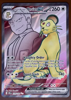 Team Rocket's Persian ex 219/182 Full Art Destined Rivals Pokemon Card TCG NM - Image 1