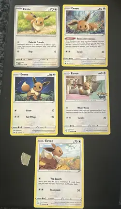 Pokemon TCG Eevee Lot Of 5 Cards From Various Sets NM - Image 1