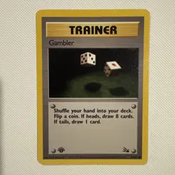 Gambler - Fossil 60/62 1st Edition Vintage Pokemon Card DMG - Image 1