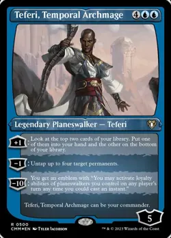 NM-Mint, English MTG Foil Teferi, Temporal Archmage - Foil Etched Commander Mast - Image 1