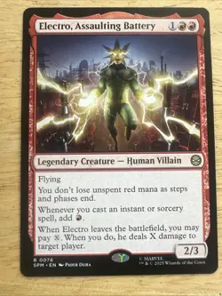 Electro, Assaulting Battery #76 Rare - Marvel's Spider-Man SPM MTG PACK FRESH - Image 1