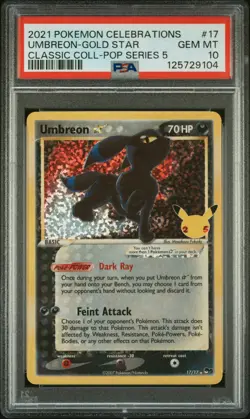 2021 POKEMON CELEBRATIONS CLASSIC COLL #17 UMBREON-GOLD STAR PSA 10 - Image 1