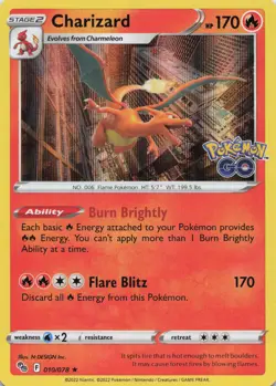 Charizard Holo Rare Holo Pokemon GO 010/078 NM - Image 1