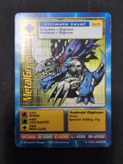 Bandai Digimon MetalGreymon Bo-01 1999 Trading Card MP - Image 1