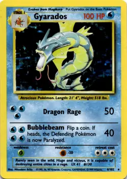 Pokemon Cards Gyarados 6/102 Holo Rare Base Set UNLIMITED - (NM-) - Image 1