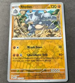 Pokemon 151 Rhydon Reverse Holo Uncommon Card 112/165 NM - Image 1