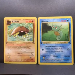 1999 POKEMON FOSSIL 1ST EDITION # 49 Horsea 50 Kabuto EXNM+ unplayed - Image 1