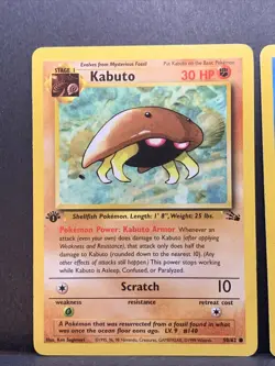 1999 POKEMON FOSSIL 1ST EDITION # 49 Horsea 50 Kabuto EXNM+ unplayed - Image 2