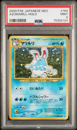 2000 POKEMON JPN NEO #184 AZUMARILL-HOLO PSA 9 - Image 1