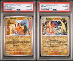 Pikachu + Raichu - Reverse Holo - Paldea Evolved - PSA 10 - Pokemon TCG - Image 1