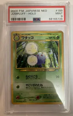 2000 Pokemon TCG Jumpluff No.189 Japanese Neo Holo PSA 9 - Image 1