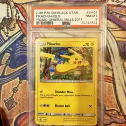 Pokemon #SM04 Pikachu Holo Promo General Mills 2017 PSA 8 Graded Low POP - Image 1