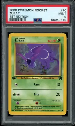 PSA 9 Mint Zubat #70 1st Edition Pokemon 2000 Team Rocket Set - Image 1
