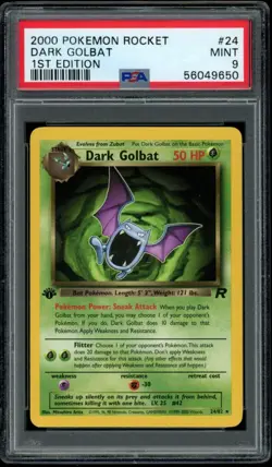 2000 Pokemon 1st EDITION Dark Golbat #24/82 Non-Holo Team Rocket PSA 9 - Image 1