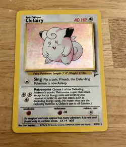 Pokemon Clefairy Holo 6/130 Base Set 2 WOTC - Rare Pokemon TCG Card (P15) - Image 1