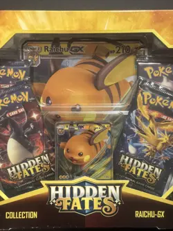 Pokemon Hidden Fates Raichu GX Collection Box 4 Booster Pack Promo Jumbo Card - Image 3