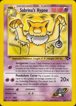 Sabrina's Hypno 56/132 Unlimited Gym Challenge Pokemon Card MINT/NM - Image 1
