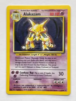 1999 Pokemon TCG Base Set - Alakazam Holo Card 1/102 - Excellent Condition - Image 1
