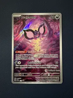 Pecharunt SVP 129 Black Star Promo Card Shrouded Fable Pokemon Center Stamped - Image 1