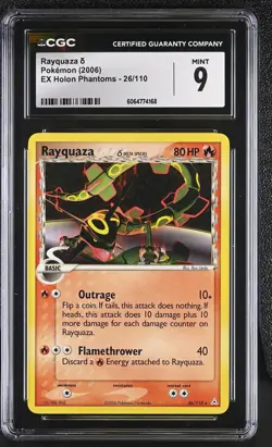 CGC 9 MINT Rayquaza 2006 EX Holon Phantoms 26/110 Pokemon Card - Image 1