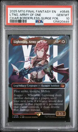MTG Final Fantasy Lightning, Army of One Borderless 545 Surge Foil PSA 10 GEM MT - Image 1