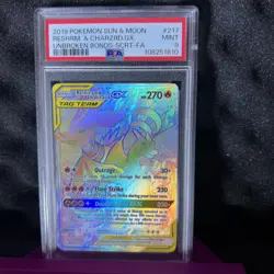 2019 POKEMON SUN & MOON UNBROKEN BONDS FULL ART/RESHIRAM & CHARIZARD GX PSA 9 - Image 1