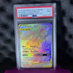 2019 POKEMON SUN & MOON UNBROKEN BONDS FULL ART/RESHIRAM & CHARIZARD GX PSA 9 - Image 2