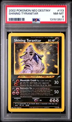 2002 POKEMON NEO DESTINY #113 SHINING TYRANITAR PSA 8 - Image 1