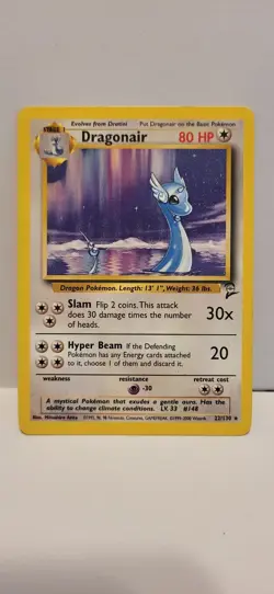 Pokemon TCG Dragonair Base Set 2 Unlimited Rare Card 22/130 NM Vintage Pokemon - Image 1