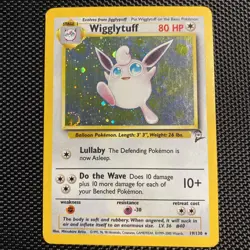 Pokemon TCG Wigglytuff Base Set 2 19/130 Unlimited Holo Rare LP w/ SWIRL 🌀 - Image 1