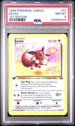 1999 POKEMON JUNGLE 1ST ED #51 EEVEE PSA 8 - Image 1