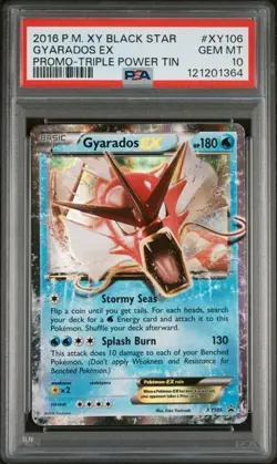2016 POKEMON XY BLACK STAR PROMO TRIPLE POWER TIN #XY106 GYARADOS EX PSA 10 - Image 1