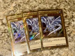 Yu-Gi-Oh! NM 3x Blue-Eyes White Dragon Gold Secret Rare Playset MVP1-ENGV4 - Image 1