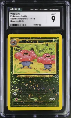 CGC 9 MINT Vileplume 2001 Southern Islands 17/18 Reverse Holo SWIRL Pokemon Card - Image 1