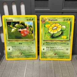 Hoppip 61/111 & Skiploom 49/111 Neo Genesis Set Lot Of 2 WOTC Pokemon Card - Image 1