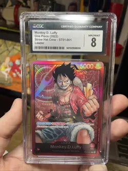 ONE PIECE Monkey D Luffy ST01-001 CGC 8 ERRATA Card, Near Mint! Bandai! TCG CCG - Image 1