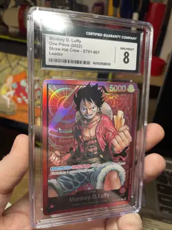 ONE PIECE Monkey D Luffy ST01-001 CGC 8 ERRATA Card, Near Mint! Bandai! TCG CCG - Image 2