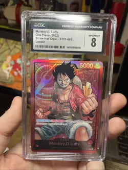 ONE PIECE Monkey D Luffy ST01-001 CGC 8 ERRATA Card, Near Mint! Bandai! TCG CCG - Image 3