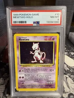 1999 Pokemon TCG Mewtwo Base Set 10/102 Holo Unlimited Holo Rare PSA NM-MT 8 - Image 3