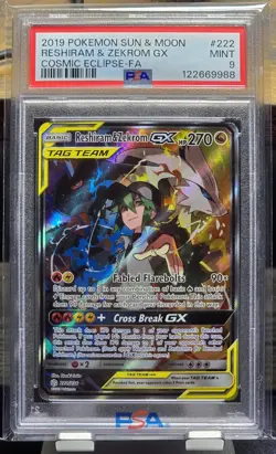 Pokemon - Reshiram & Zekrom GX 222/236 Alternate Art Cosmic Eclipse PSA 9 - Image 1