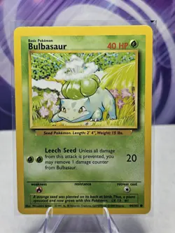 Bulbasaur 1999 Pokemon TCG Base Set 44/102 Regular Unlimited Common NM - Image 1
